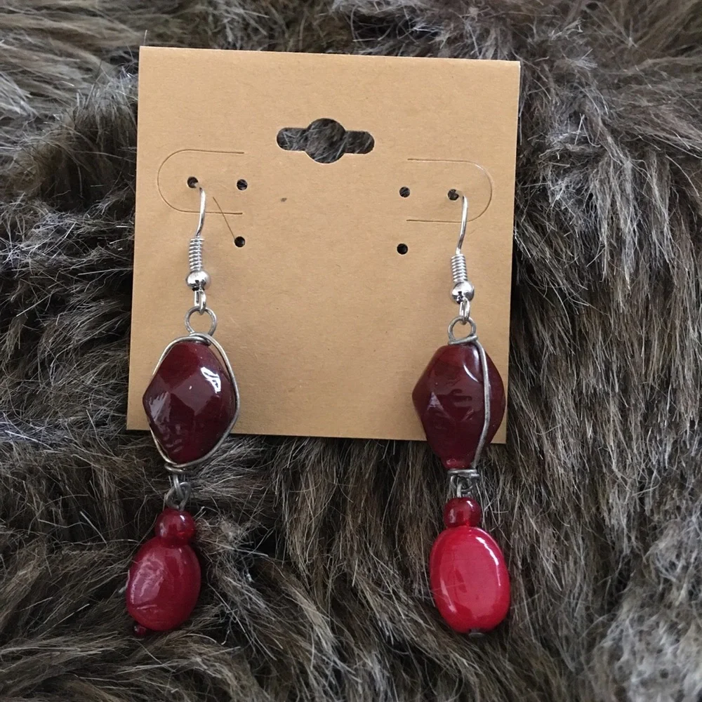 Vintage repurpose wired glass stone earrings